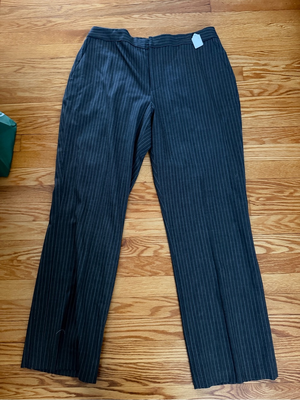 Lauren by Ralph Lauren Grey Pinstripe Wide-Leg Trousers